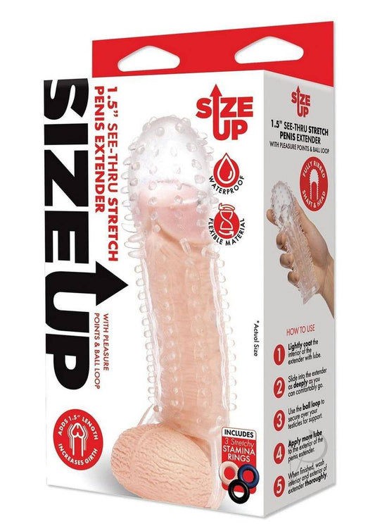 Texured Clear View Penis Extender with Ball Loop 1.5in - Chambre Rouge