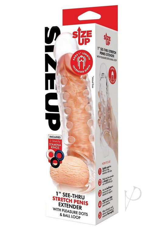 Studded Clear View Penis Extender with Ball Loop 1in - Chambre Rouge