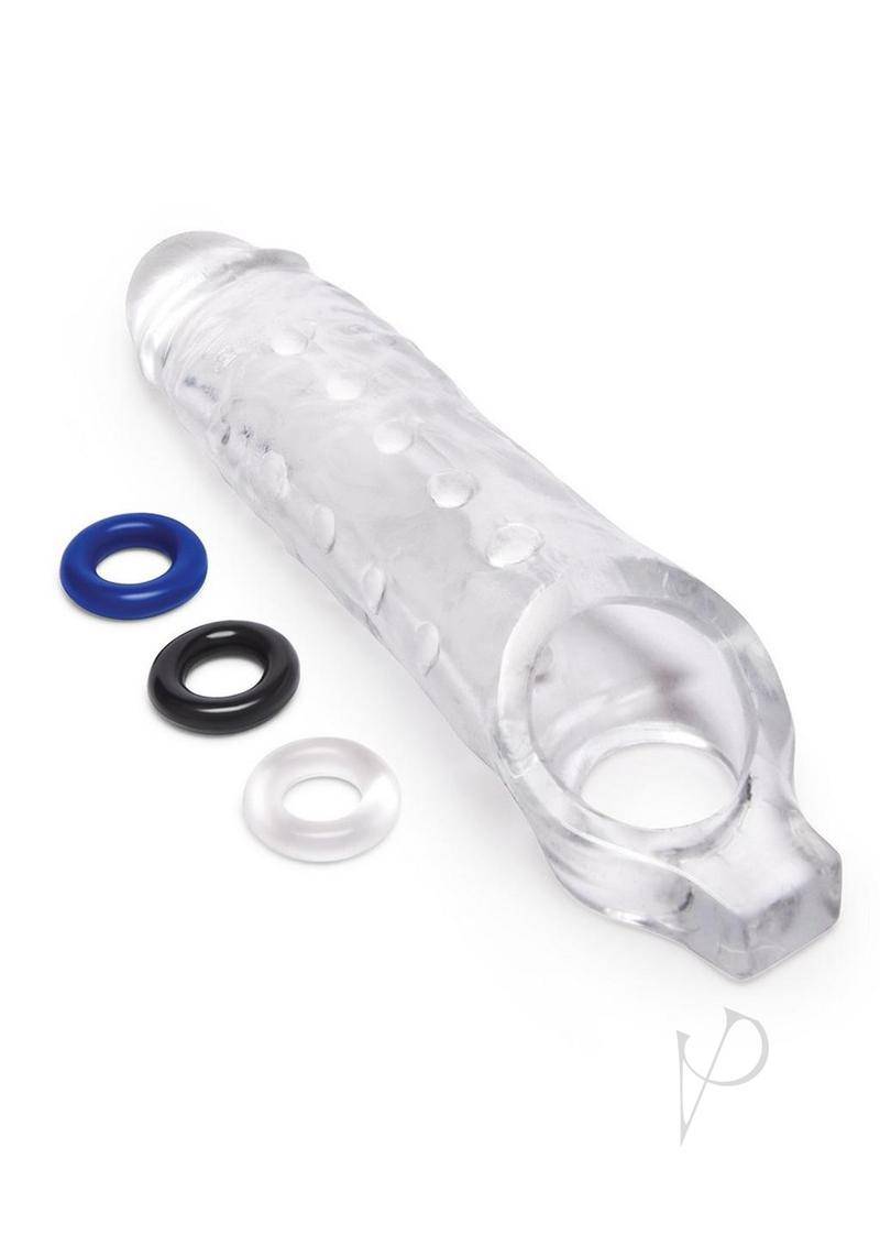 Studded Clear View Penis Extender with Ball Loop 1in - Chambre Rouge