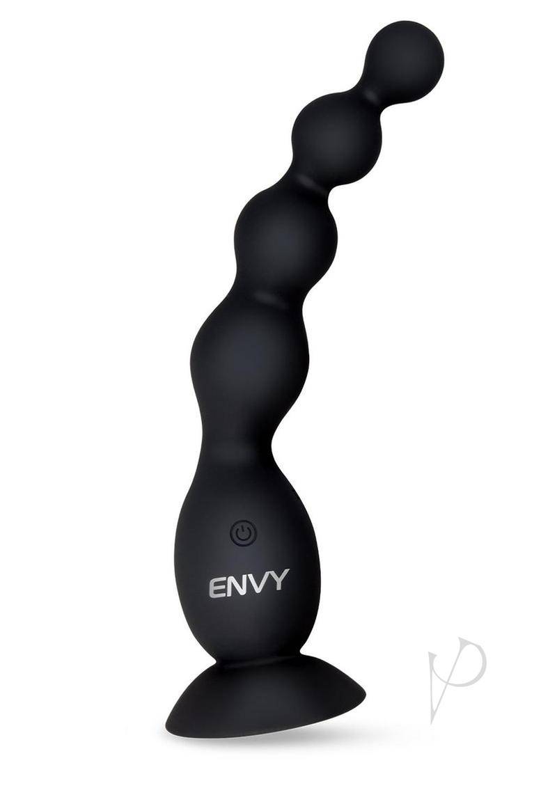 Flexi Beads Rechargeable Vibrating Anal Beads with Suction Base - Black - Chambre Rouge