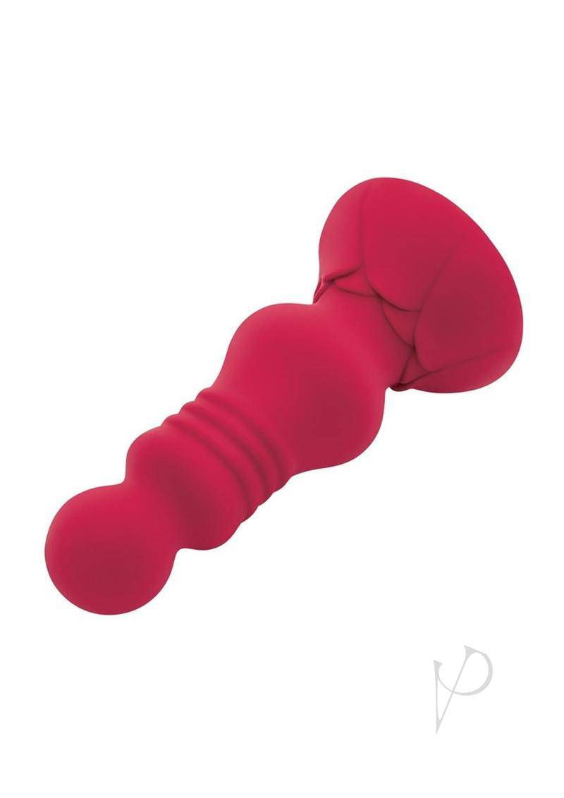 Remote Control Rechargeable Silicone Vibrating Floret Buttplug - Red - Chambre Rouge