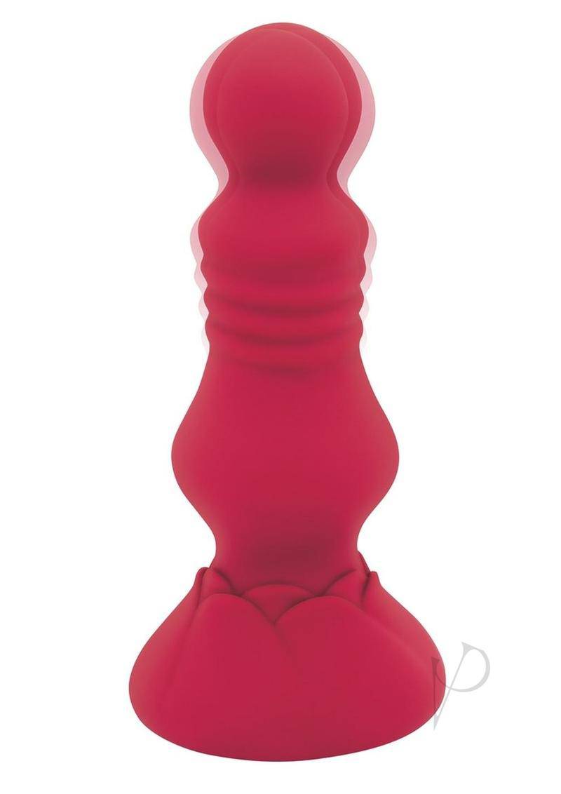 Remote Control Rechargeable Silicone Vibrating Floret Buttplug - Red - Chambre Rouge