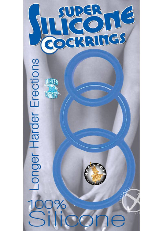 Super Silicone Cockrings Blue - Chambre Rouge