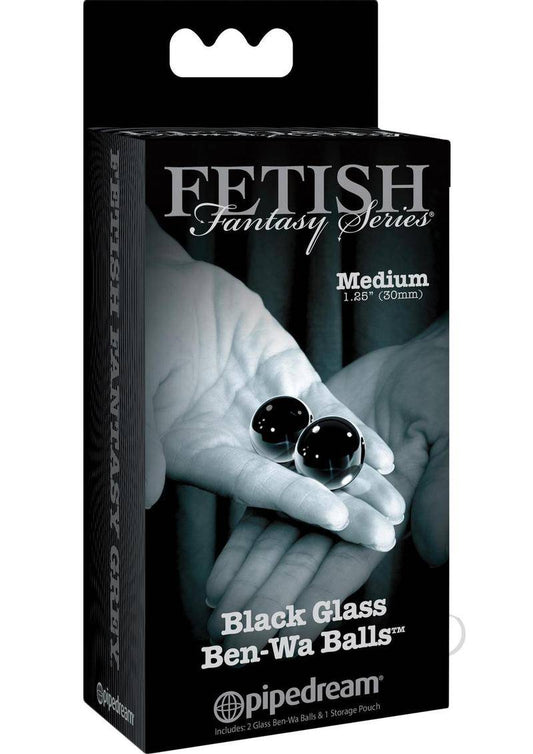 Ffle Glass Ben Wa Balls Medium Black - Chambre Rouge
