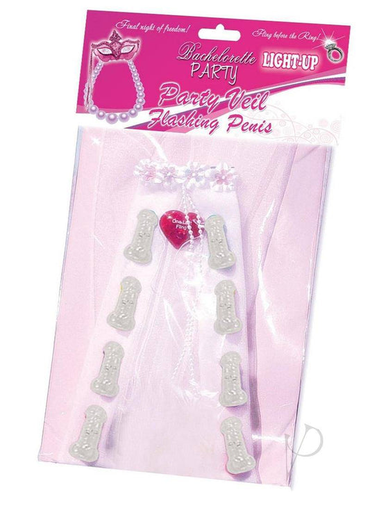 Bachelorette Party Light Up Party Veil Multi ColorFlashing Penis