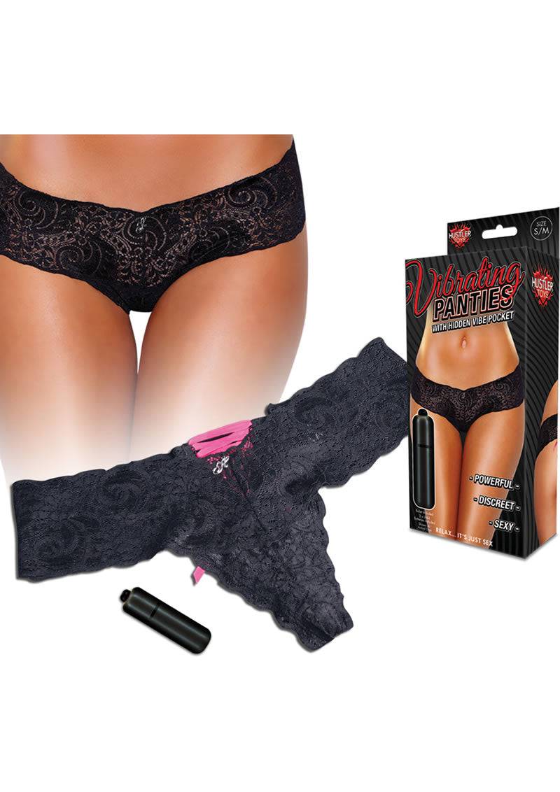 Lace Up Back Vibrating Panty Black S/m - Chambre Rouge