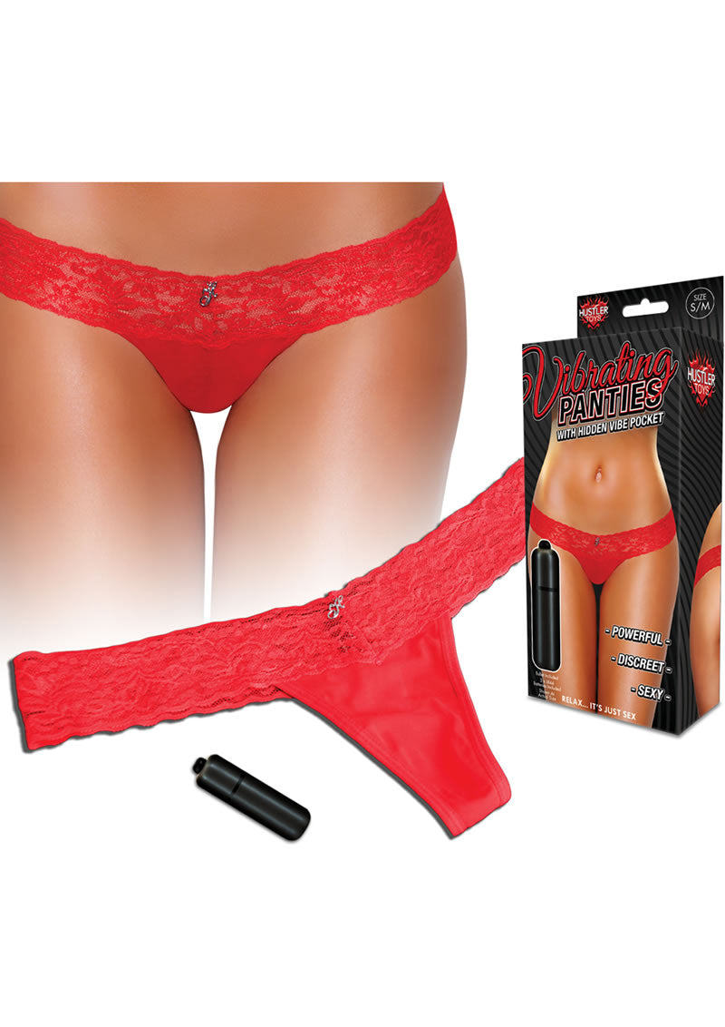 Vibrating Lace Thong Red M/l - Chambre Rouge