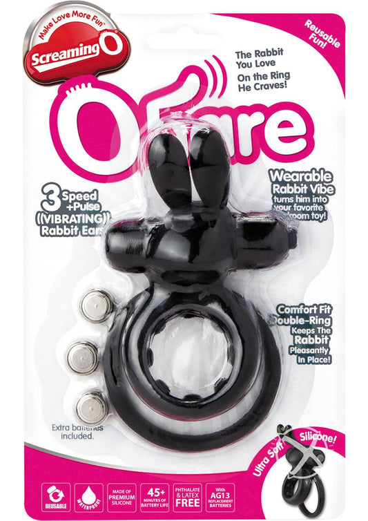 Ohare Silicone Vibrating Rabbit Cockring Waterproof Black