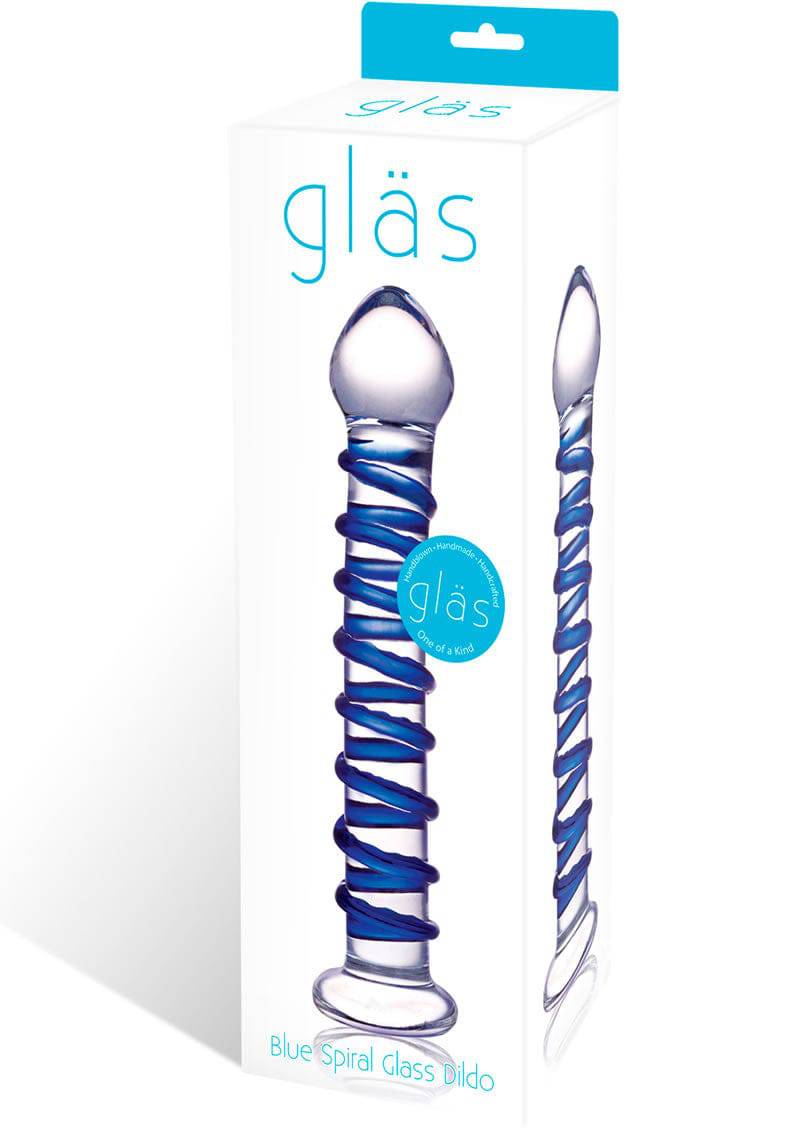 Blue Spiral Glass Dildo - Chambre Rouge