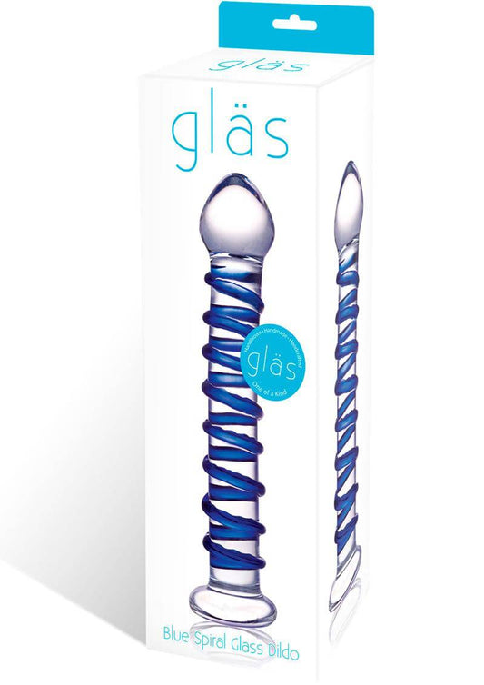 Blue Spiral Glass Dildo - Chambre Rouge