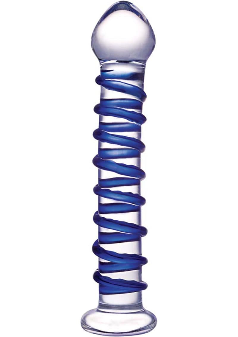 Blue Spiral Glass Dildo - Chambre Rouge