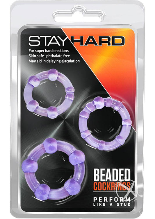 Stay Hard Beaded Cockrings Purple-0