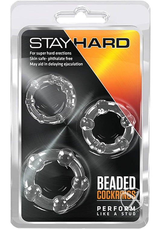 Stay Hard Beaded Cockrings Clear-0