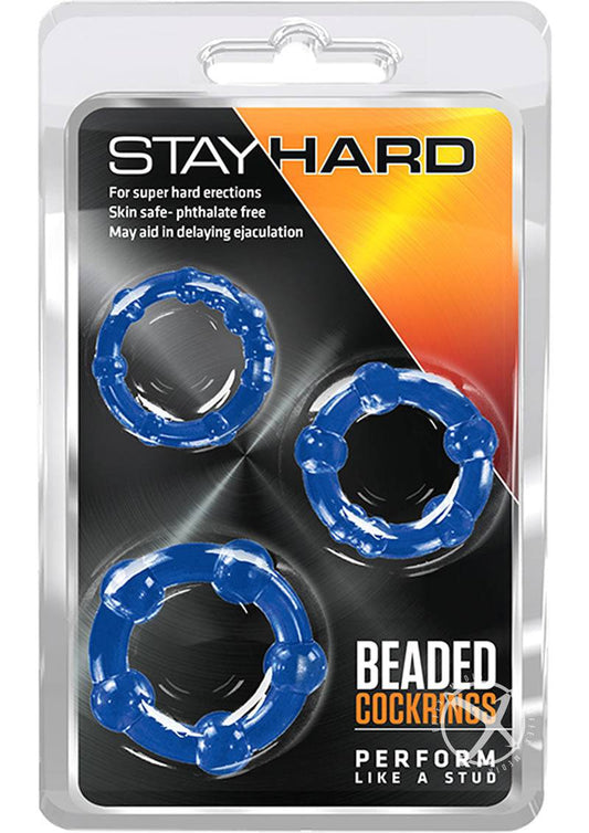 Stay Hard Beaded Cockrings Blue-0