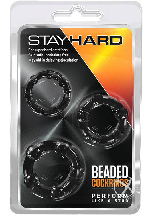 Stay Hard Beaded Cockrings Black-0