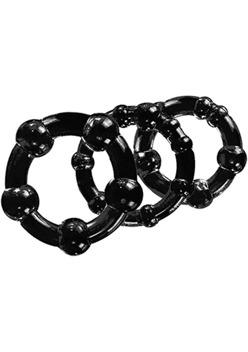 Stay Hard Beaded Cockrings Black-1