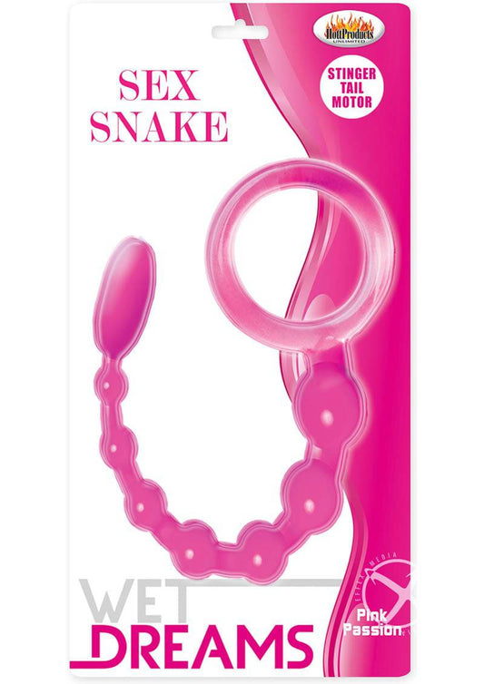 Wet Dreams Sex Snake Silicone Vibrating Anal Beads - Pink Passion