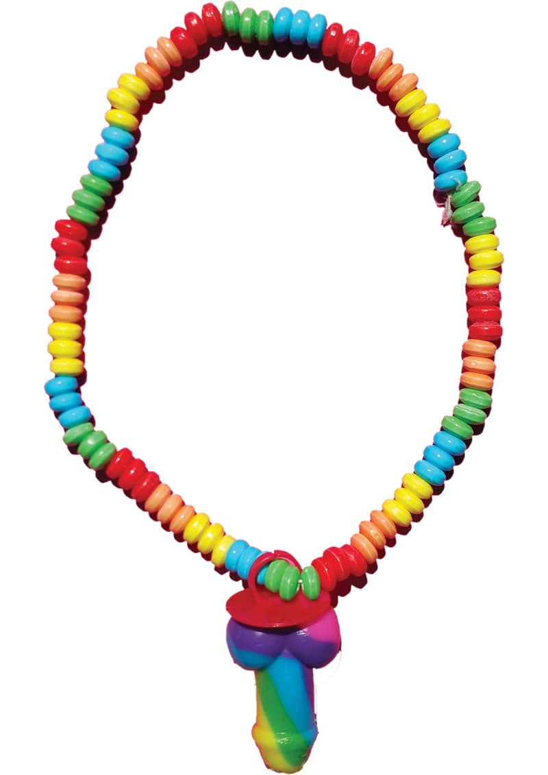 Rainbow Cock Stretchy Candy Necklace - Chambre Rouge