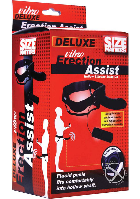 Size Matters Erection Assist Vibrating Silicone Hollow Strap On - Black