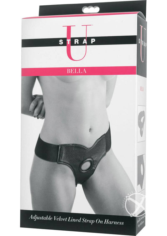 Strap U Bella Adjustable Velvet Lined Strap On Harness - Black