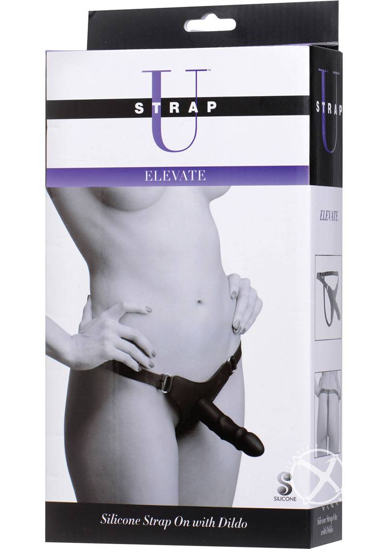 Strap U Elevate Silicone Strap On with Dildo 5.5in - Black