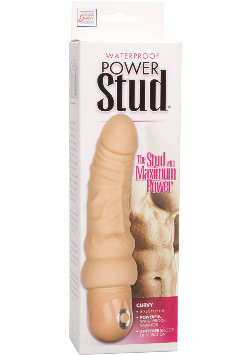 Power Stud Curvy Virbrating Dildo - Vanilla