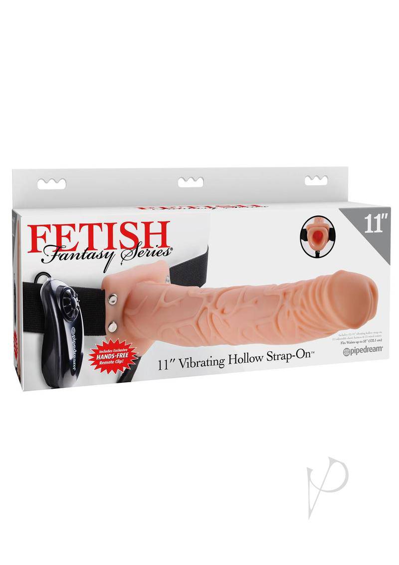 Fetish Fantasy Series Vibrating Hollow Strap-On Dildo and Harness with Remote Control 11in - Vanilla