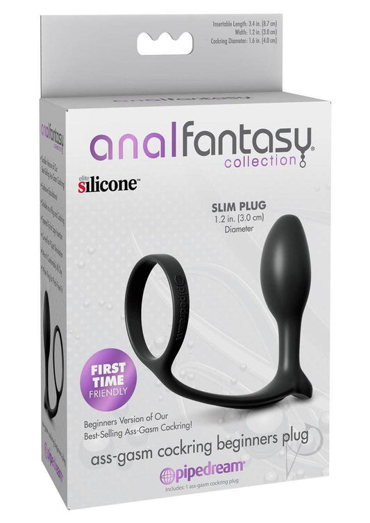 Anal Fantasy Collection Ass-Gasm Cockring Beginners Silicone Plug Slim 3.4in