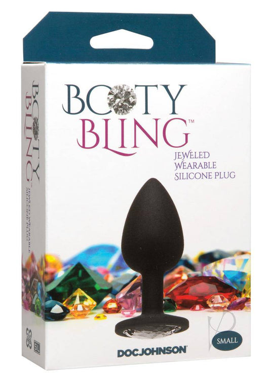 Booty Bling Jeweled Silicone Anal Plug - Small - Silver