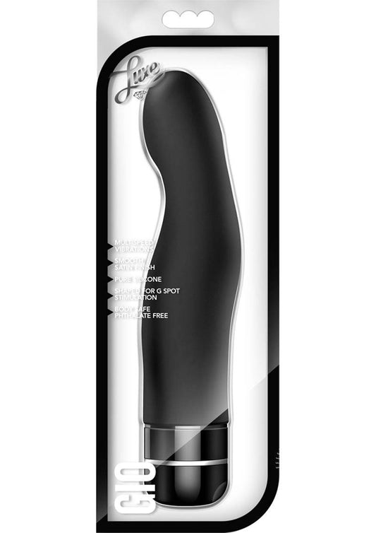 Luxe Gio Vibrating Silicone Dildo 8in - Black