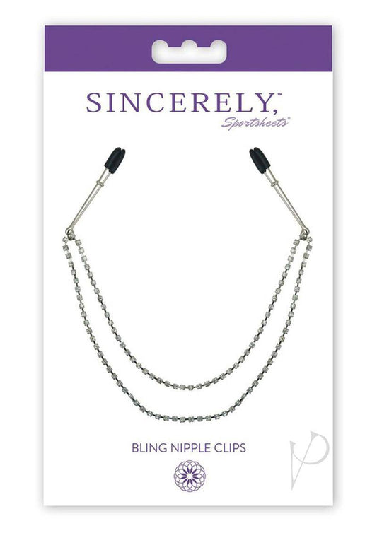 Sincerely Bling Nipple Clips 20in - Silver/Black