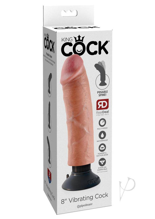 King Cock Vibrating Dildo 8in - Vanilla