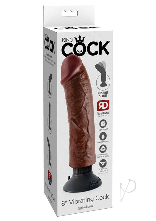 King Cock Vibrating Dildo 8in - Chocolate