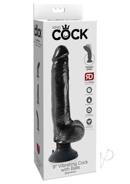 Kc 9 Vibrating Cock W Balls Black - Chambre Rouge