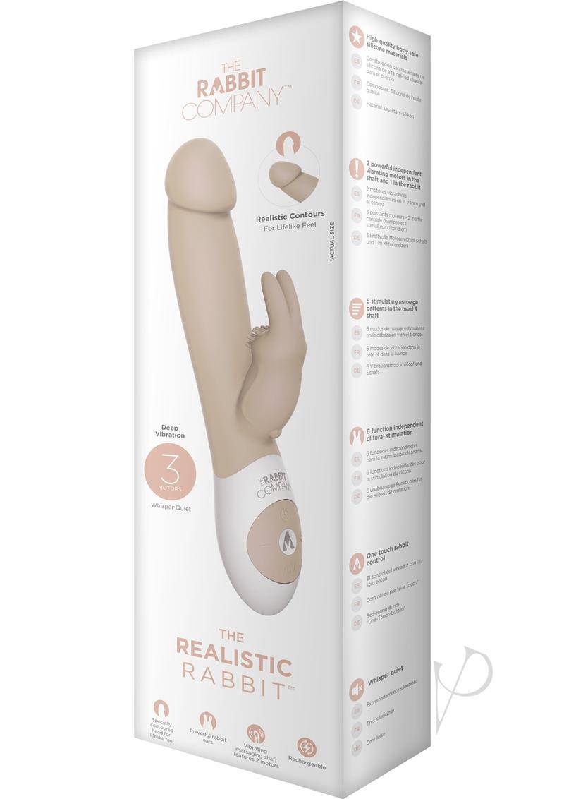 The Realistic Rabbit Rechargeable Silicone Triple Vibrator - Cream