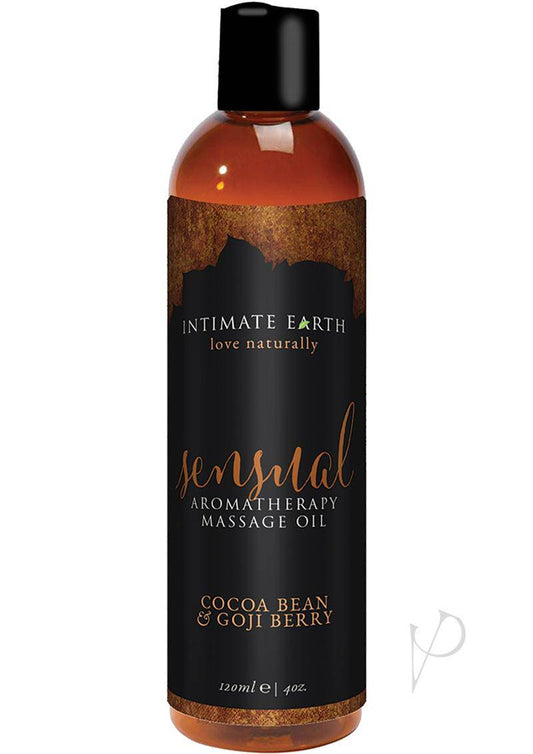 Intimate Earth Sensual Aromatherapy Massage Oil Cocoa Bean and Goji Berry 4oz