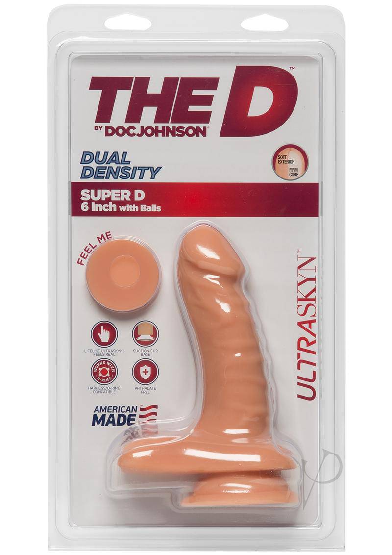 The D Super D Ultraskyn Dildo with Balls 6in - Vanilla