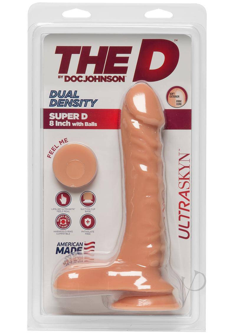 The D Super D Ultraskyn Dildo with Balls 8in - Vanilla