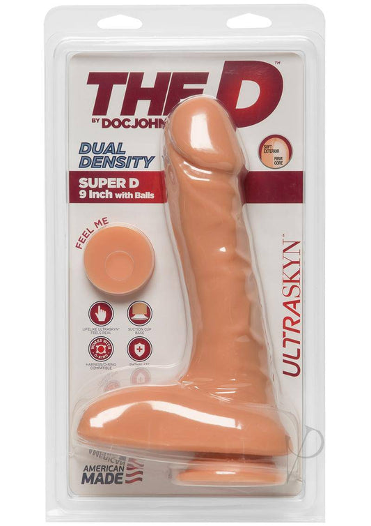 The D Super D Ultraskyn Dildo with Balls 9in - Vanilla