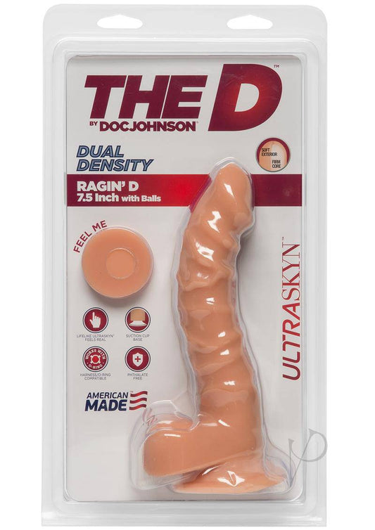 The D Ragin D Ultraskyn Dildo with Balls 7.5in - Vanilla