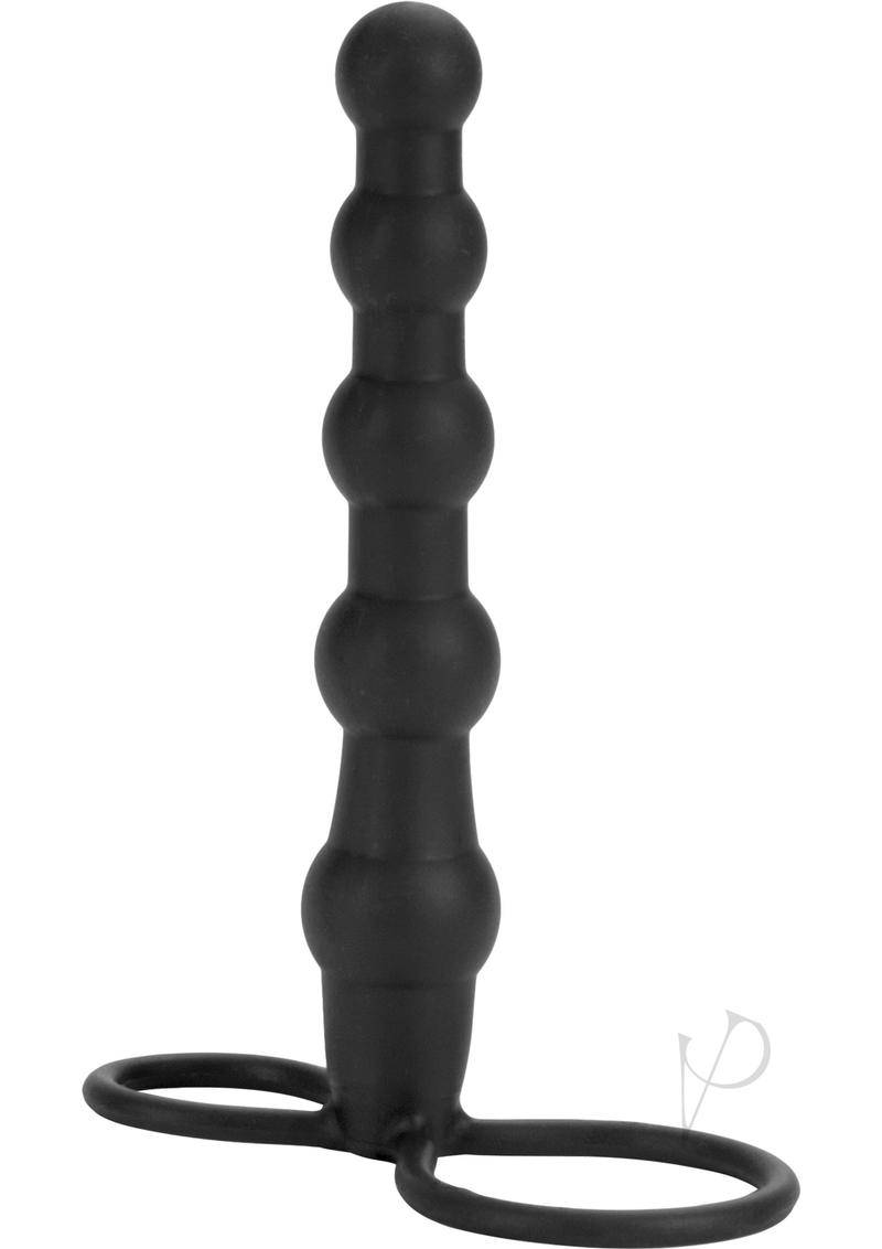 Silicone Beaded Double Rider Black - Chambre Rouge