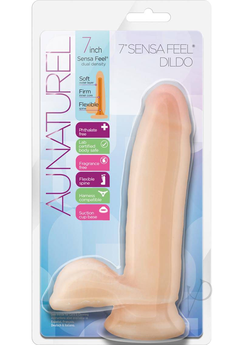 Au Naturel Sensa Feel Dildo with Balls 7in - Vanilla