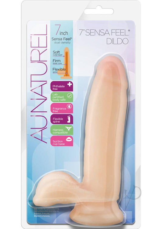 Au Naturel Sensa Feel Dildo with Balls 7in - Vanilla