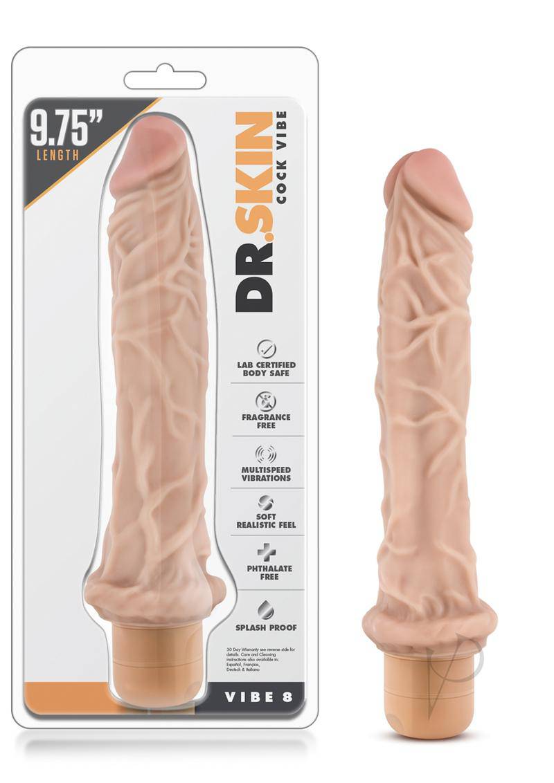 Dr. Skin Cock Vibe 8 Vibrating Dildo 9.75in - Vanilla