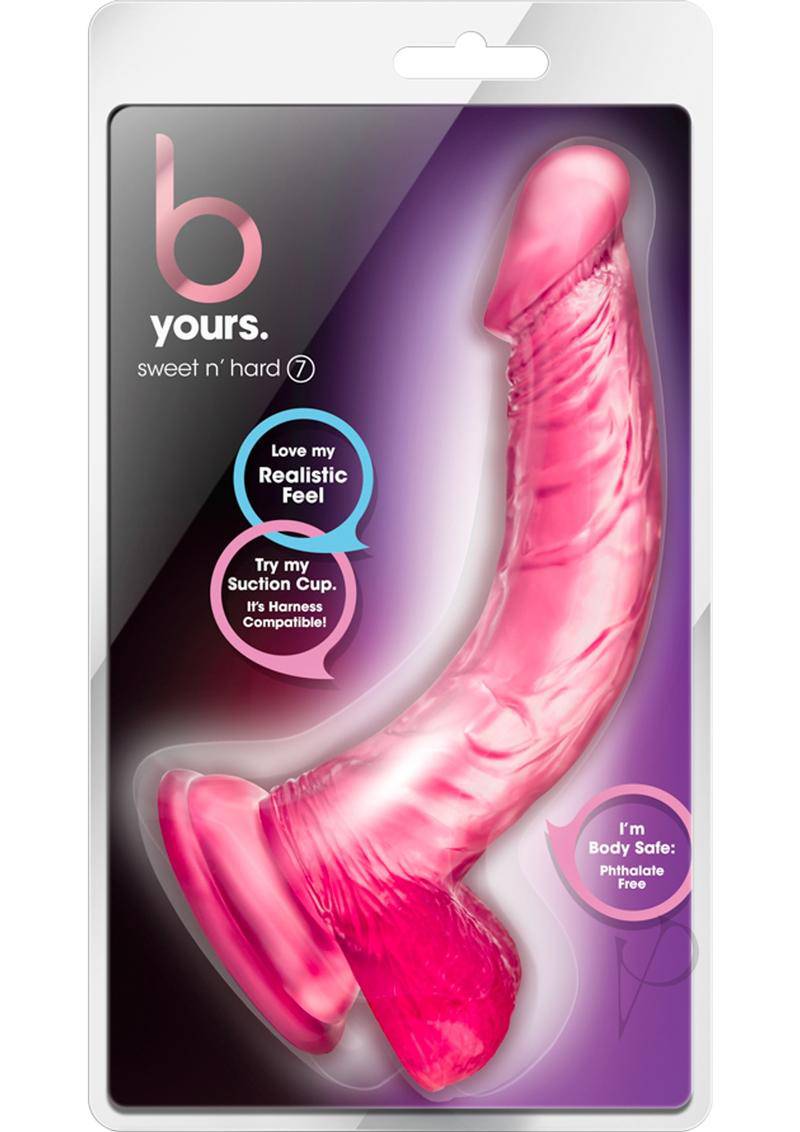 B Yours Sweet N` Hard 7 Dildo with Balls 8in - Pink