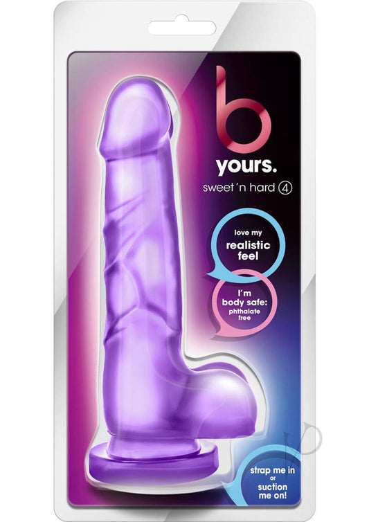 B Yours Sweet N` Hard 4 Dildo with Balls 3in - Purple