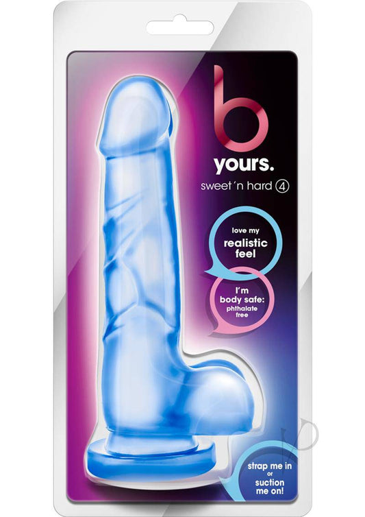 B Yours Sweet N` Hard 4 Dildo with Balls 9in - Blue