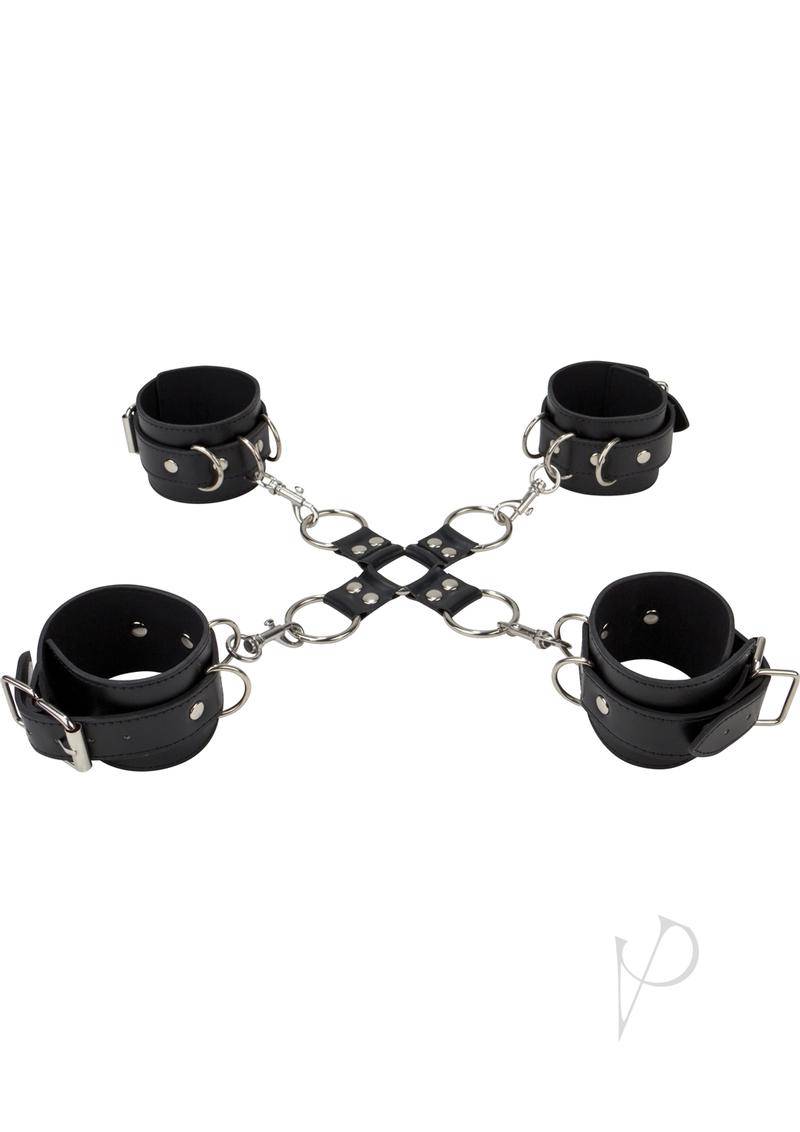 Ouch! Leather Hand And Leg Cuffs Black - Chambre Rouge