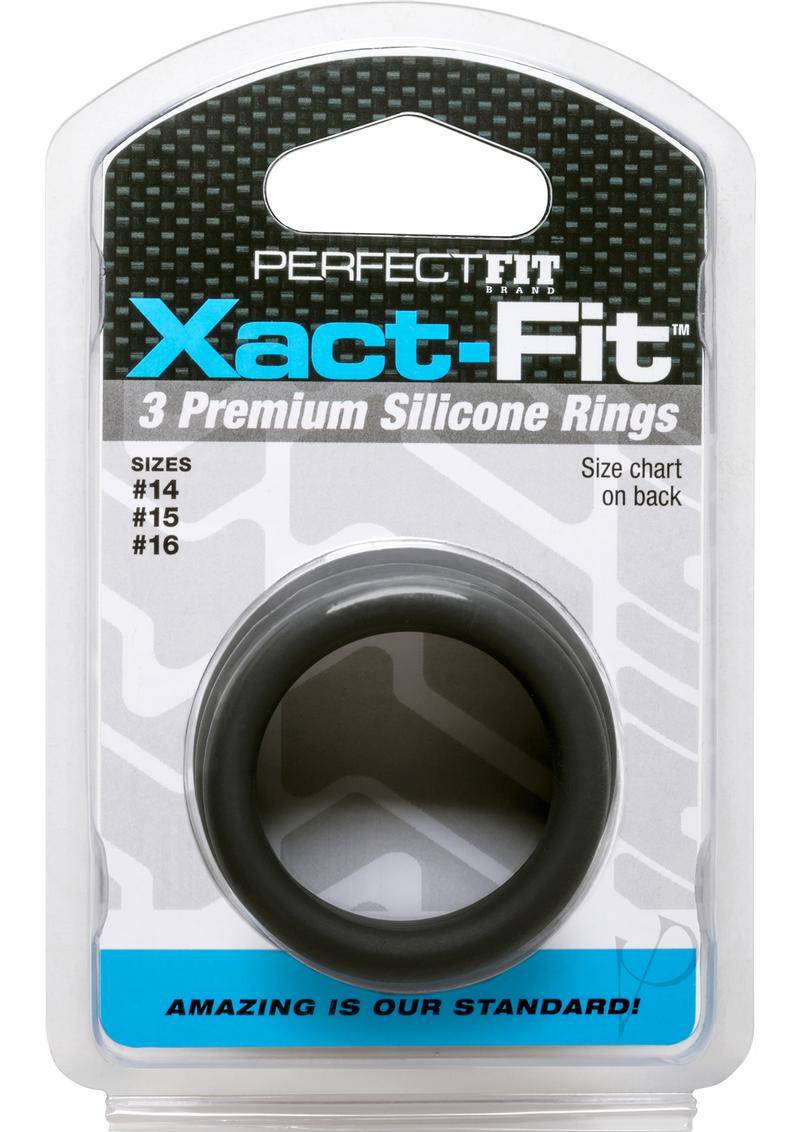 Perfect Fit Xact-Fit Silicone Ring Kit - Small/Medium - Black (3 pack)