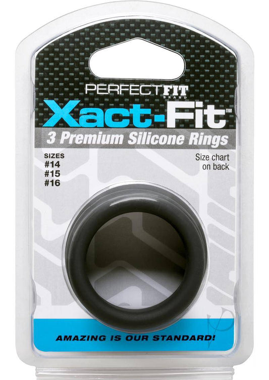 Perfect Fit Xact-Fit Silicone Ring Kit - Small/Medium - Black (3 pack)